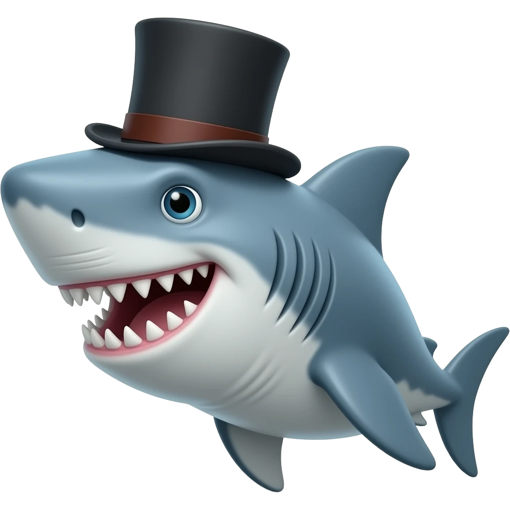 Shark with a top hat emoji