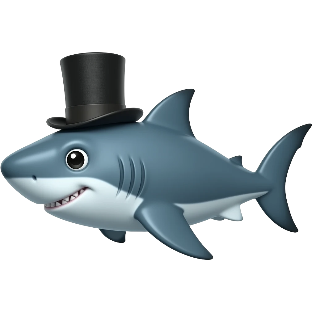 Shark with a top hat emoji