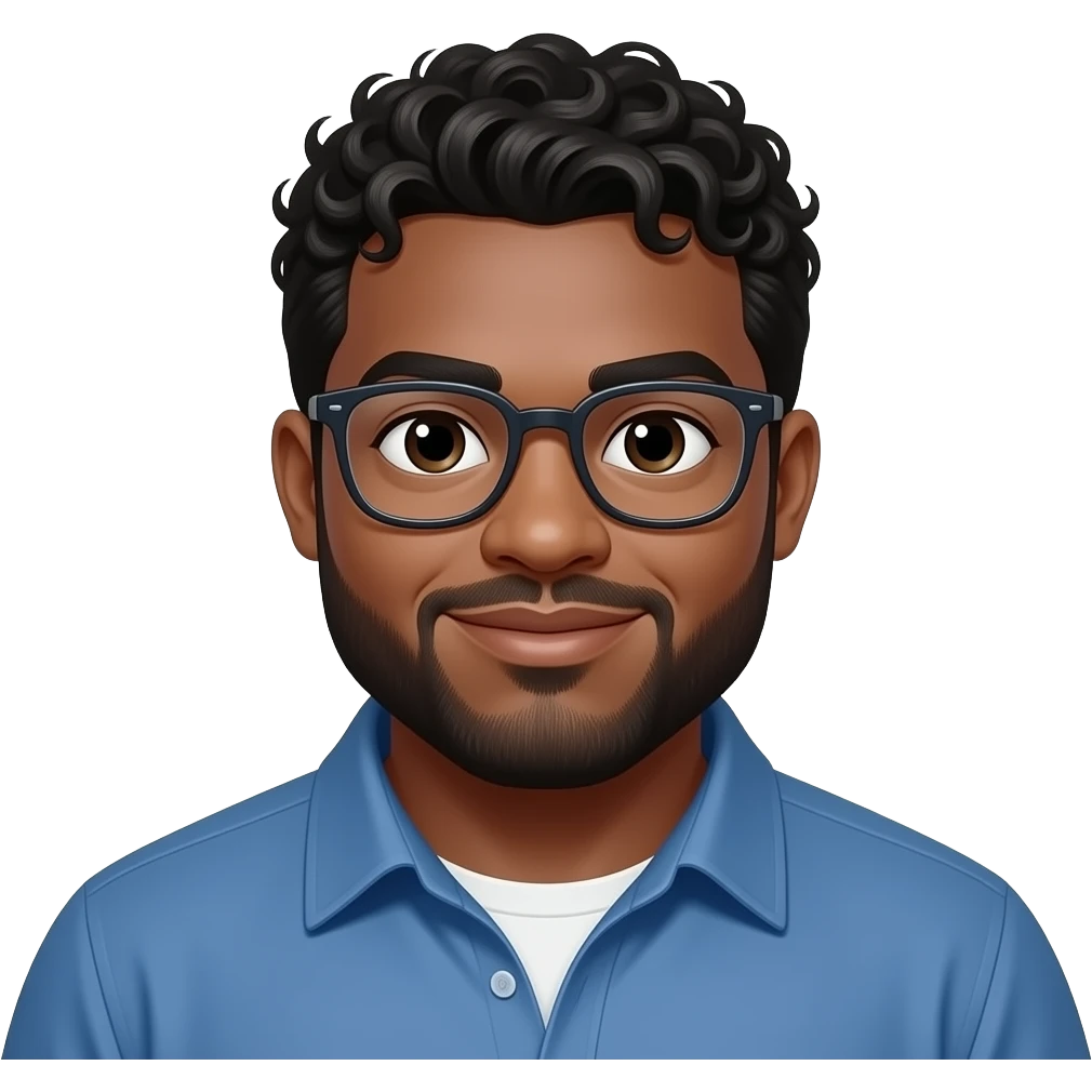 a big fat man black with wavy hair and with glasses emoji