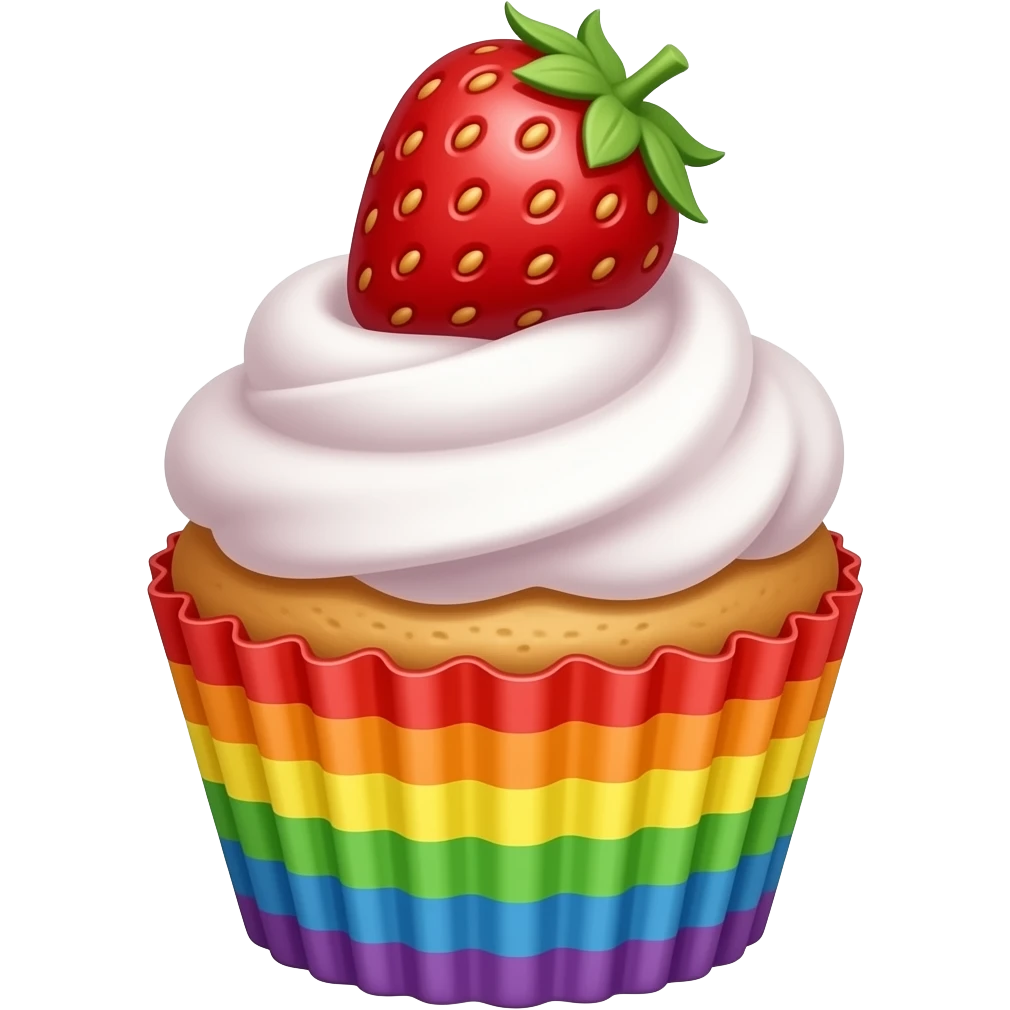 Rainbow strawberry mixed cupcake emoji