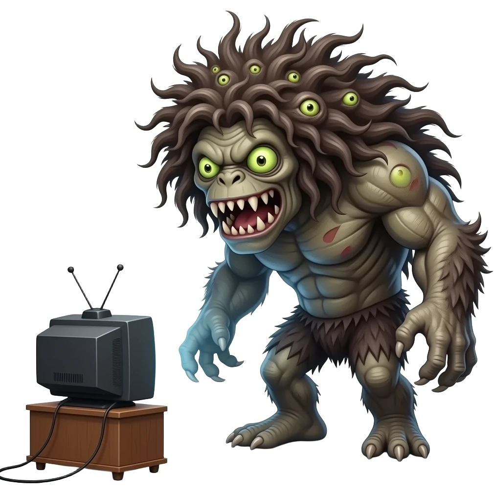 a crazy monster watching tv emoji