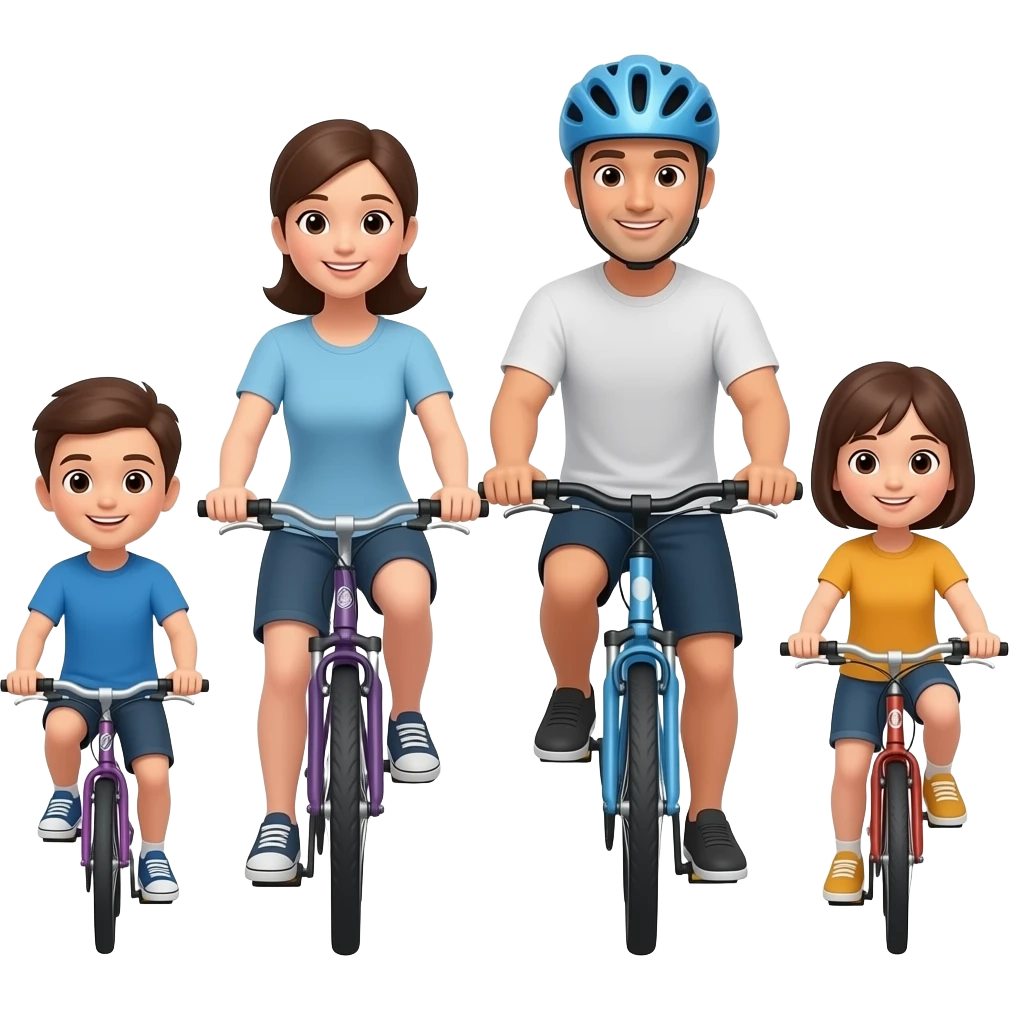 родители и дети на велосипедах emoji