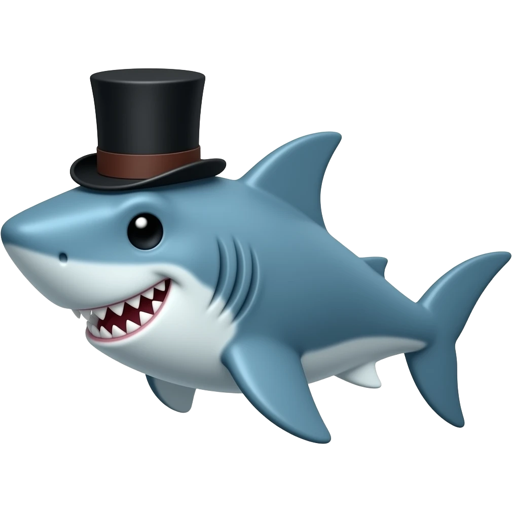 Shark with a top hat emoji