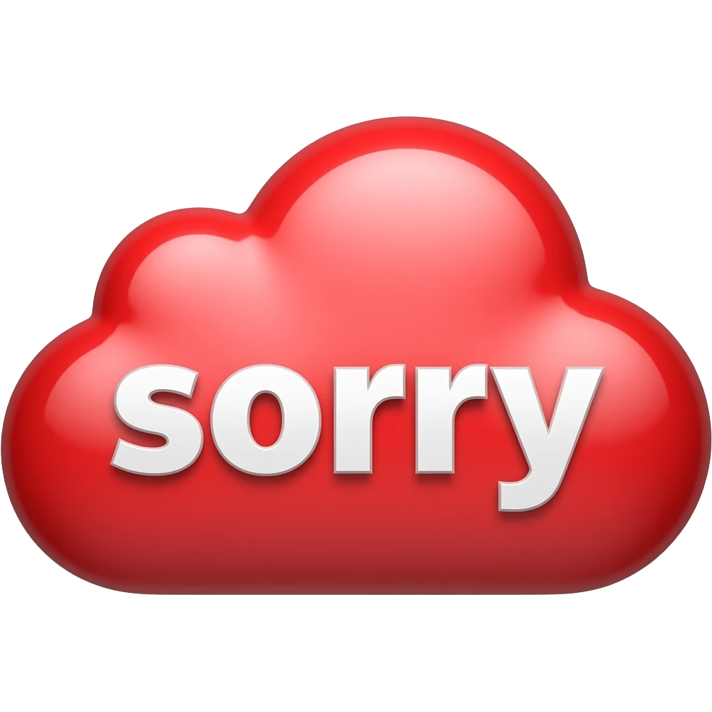 Red colour cloud with sorry words emoji