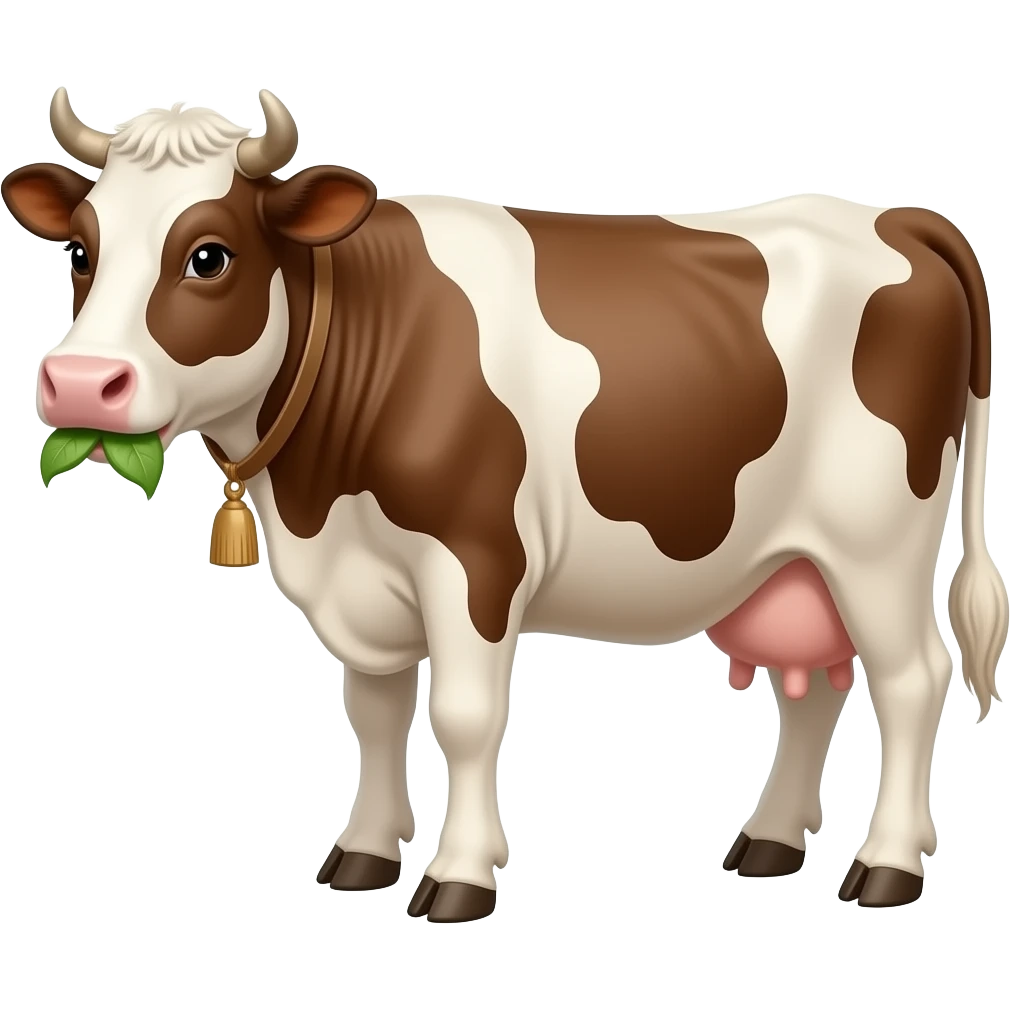 A cow eating a cow emoji