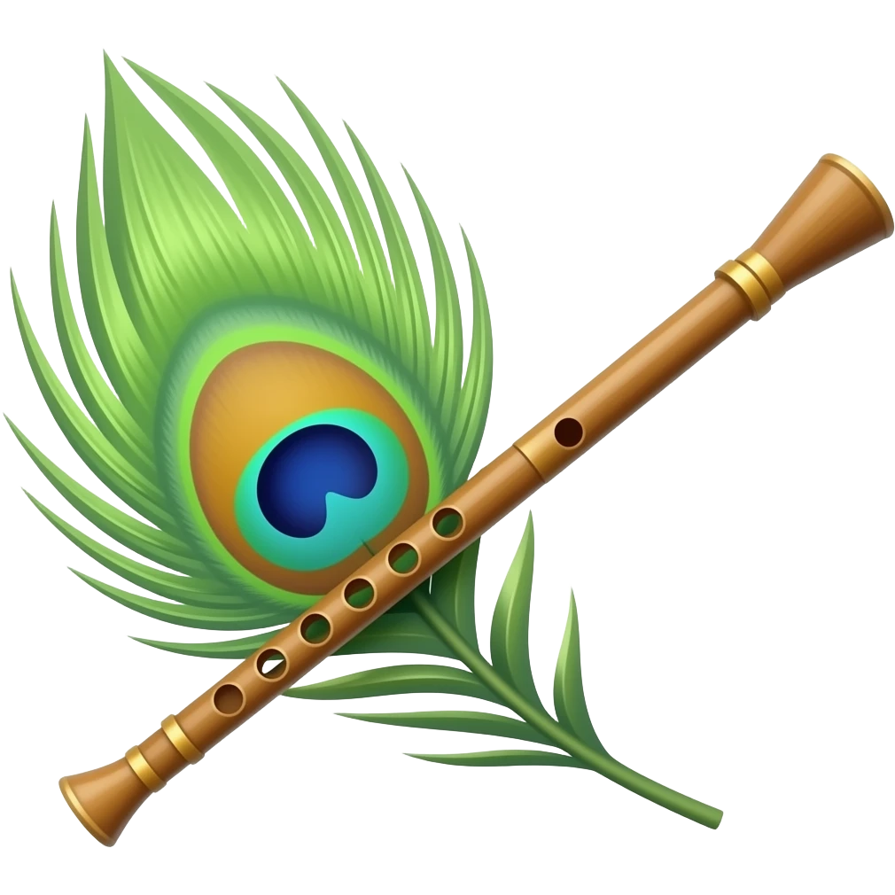 Peacock feather with flute emoji