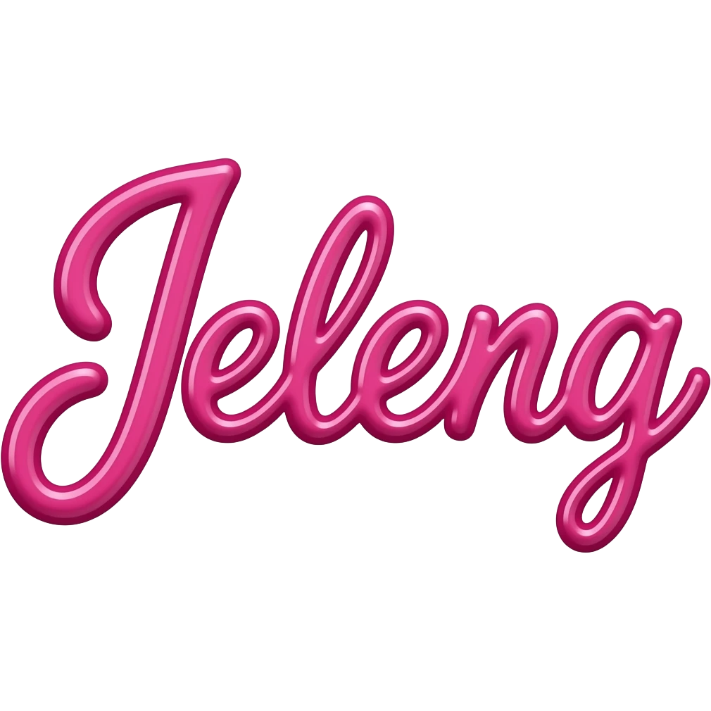 barby pink glossy letters capital uppercase Jelena in a cursive style emoji
