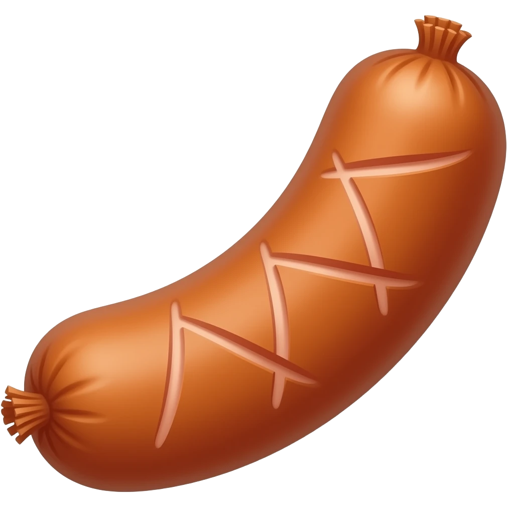 Sausage no bun, no garnish, no knife scores, and much longer emoji