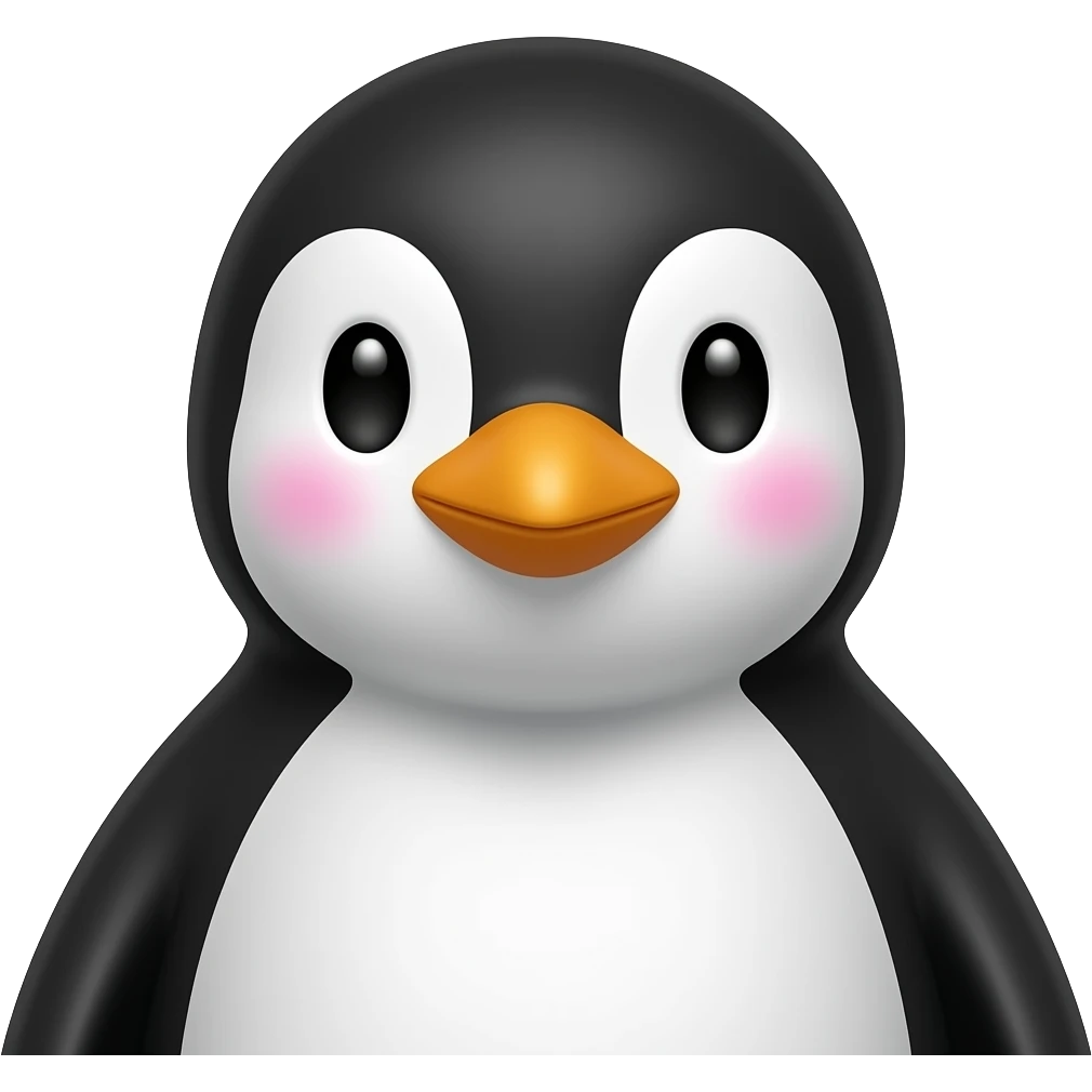 penguin with a tattooed face, minimal pink tatooes emoji