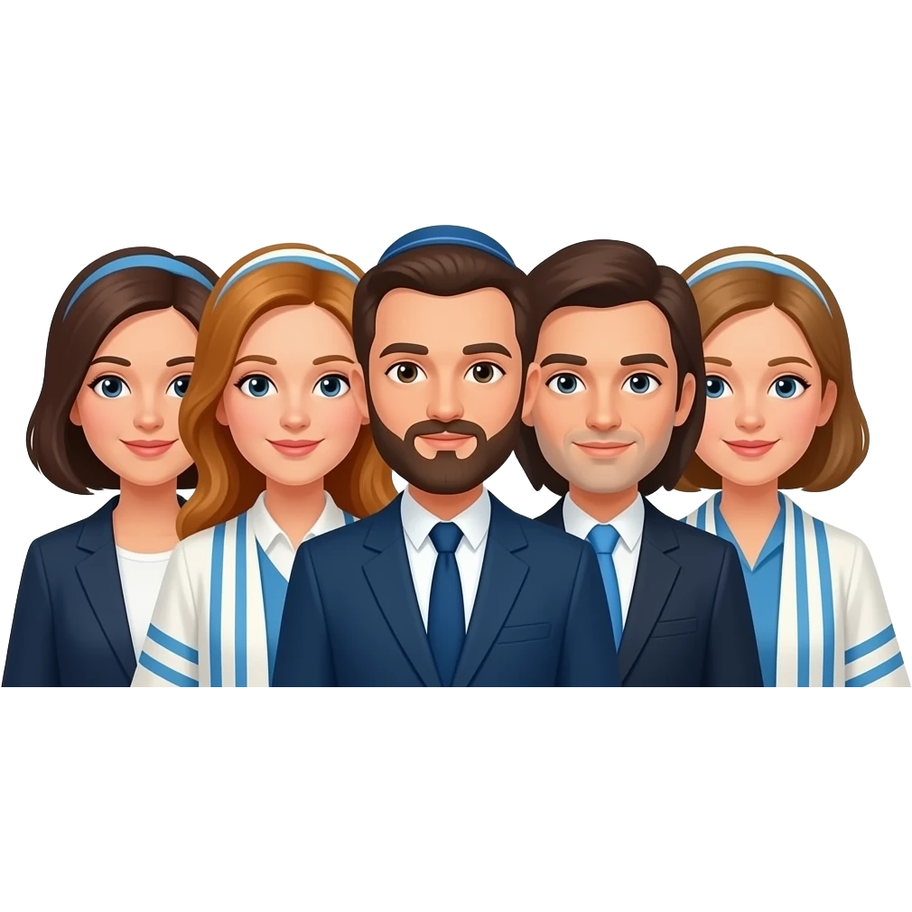 A group of Jewish people with thought bubbles above their head. All of the thought bubles say "I know God" emoji