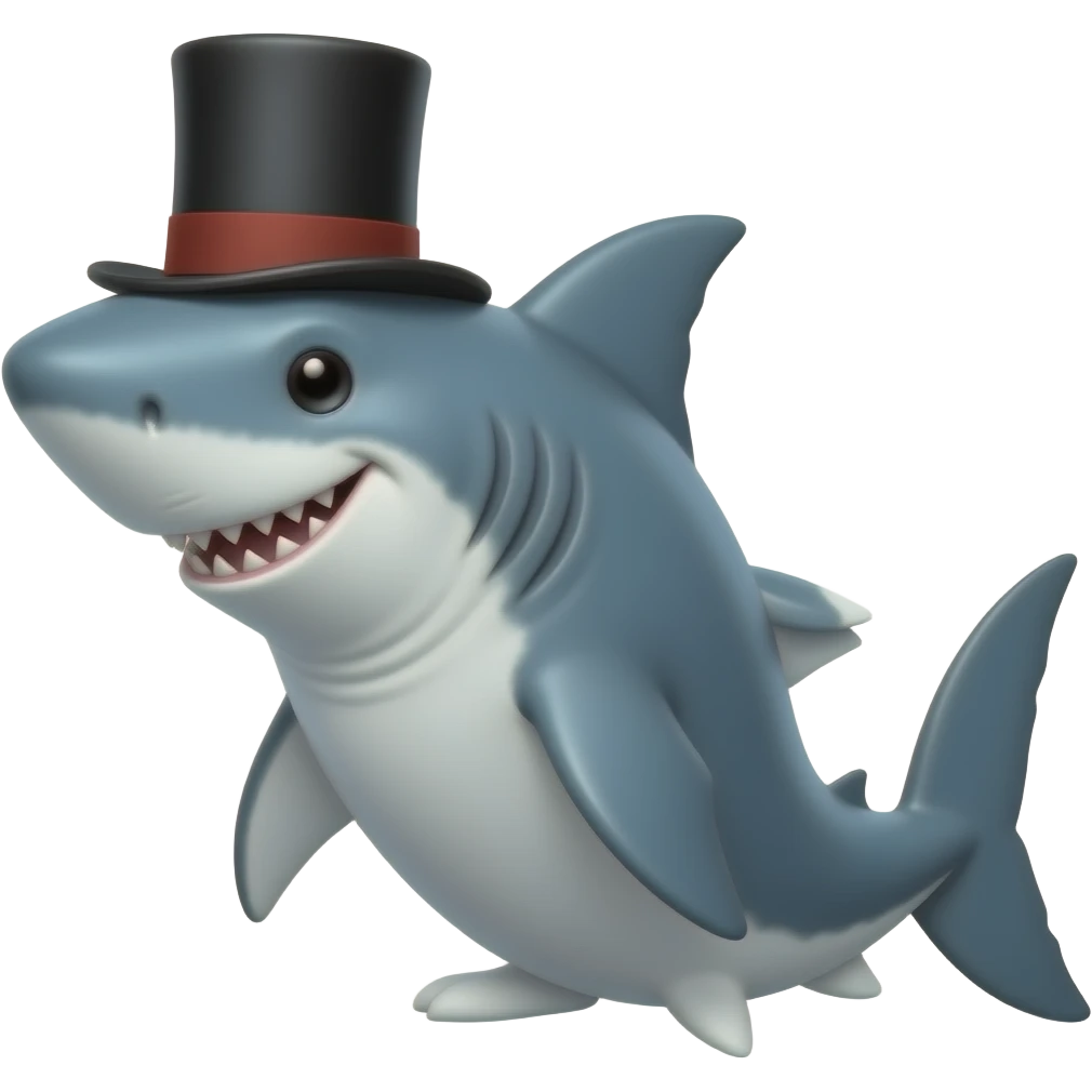 Shark with a top hat emoji