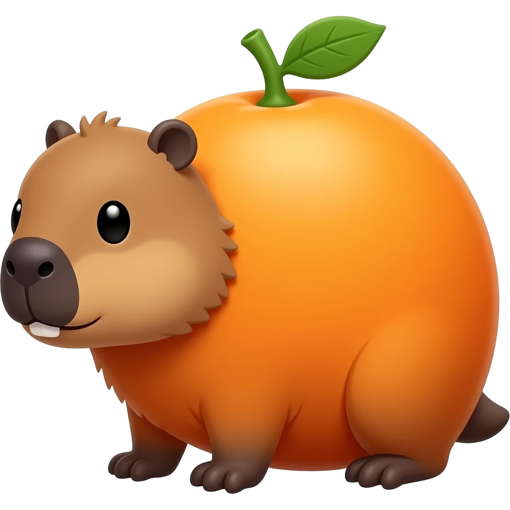A Cute Capybara Squishing an Orange emoji