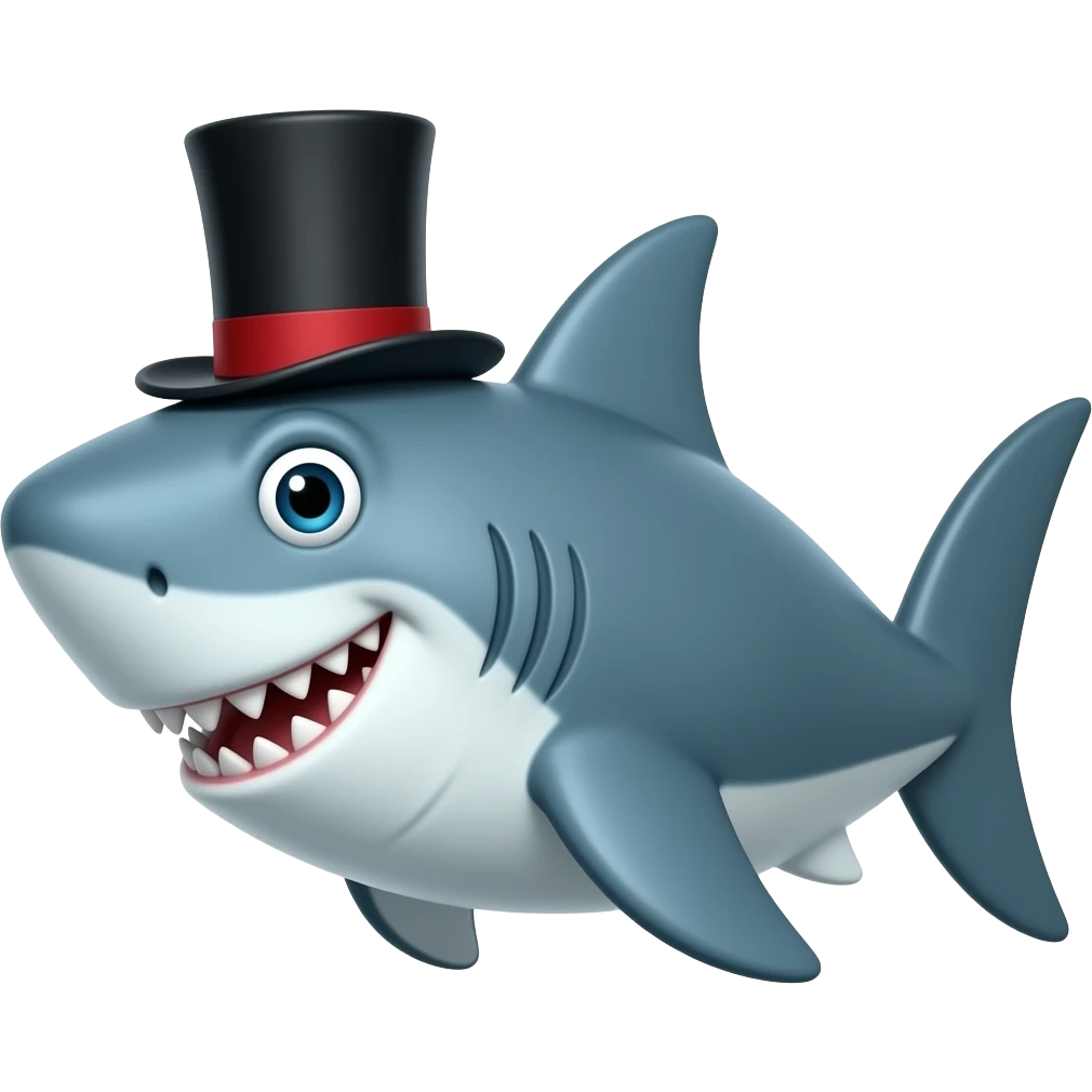 Shark with a top hat emoji