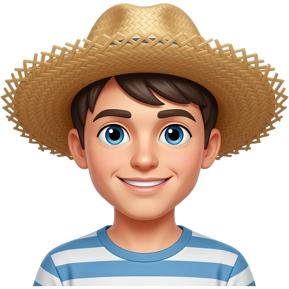 Young man with Straw Hat emoji