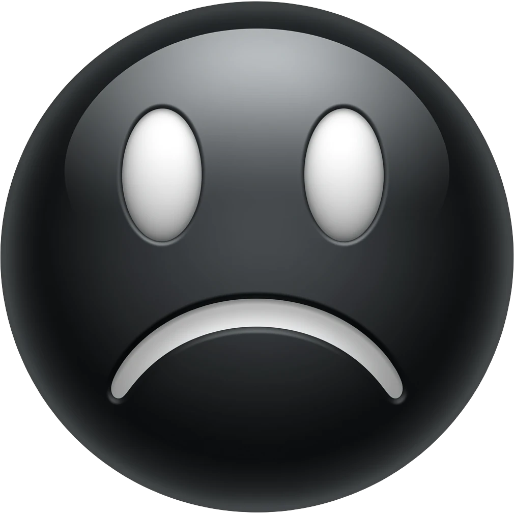 черный смайл который грустный и глаза и рот белые emoji