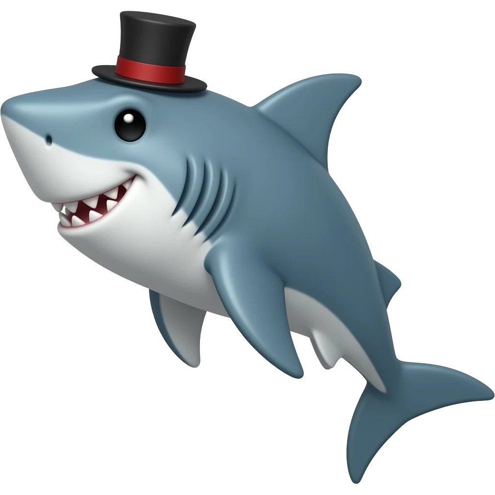 Shark with a top hat emoji