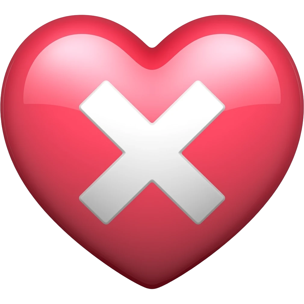Coração com x no meio emoji