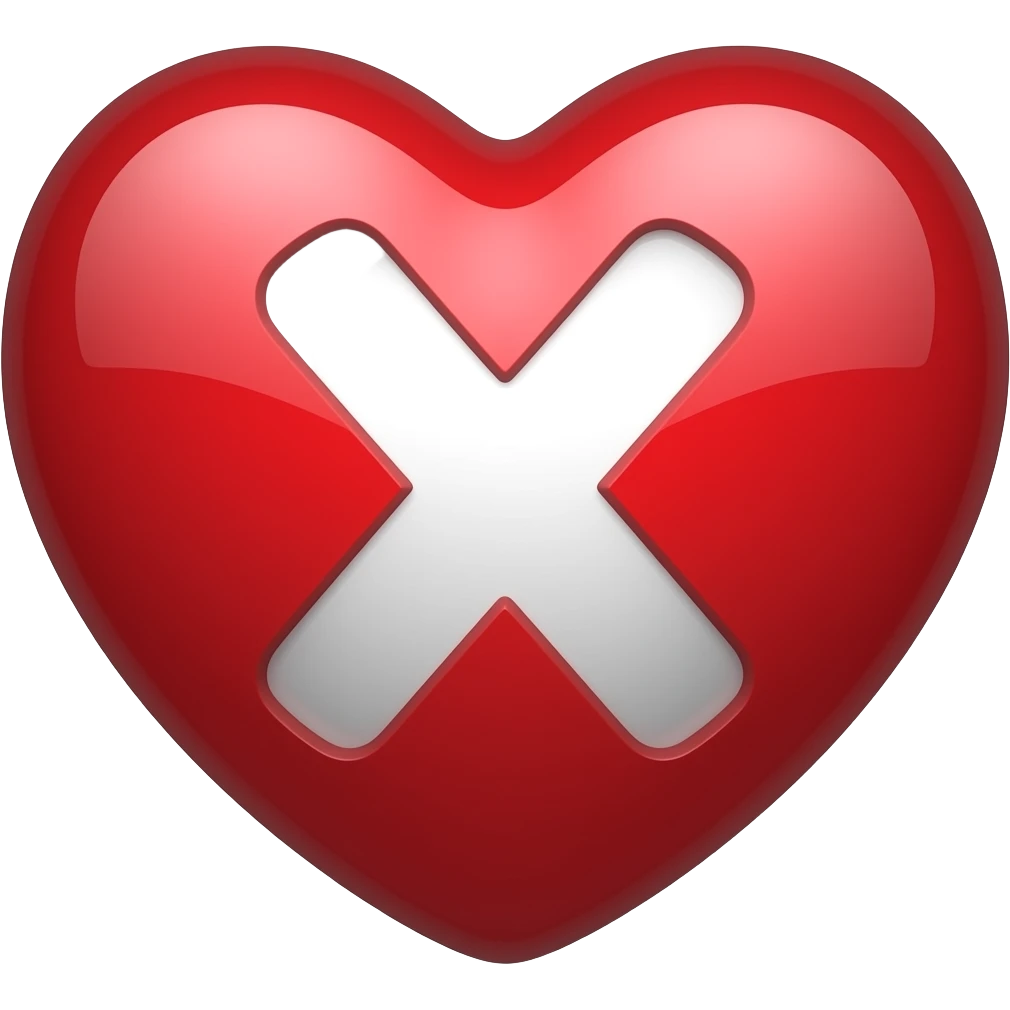 Coração com x no meio emoji