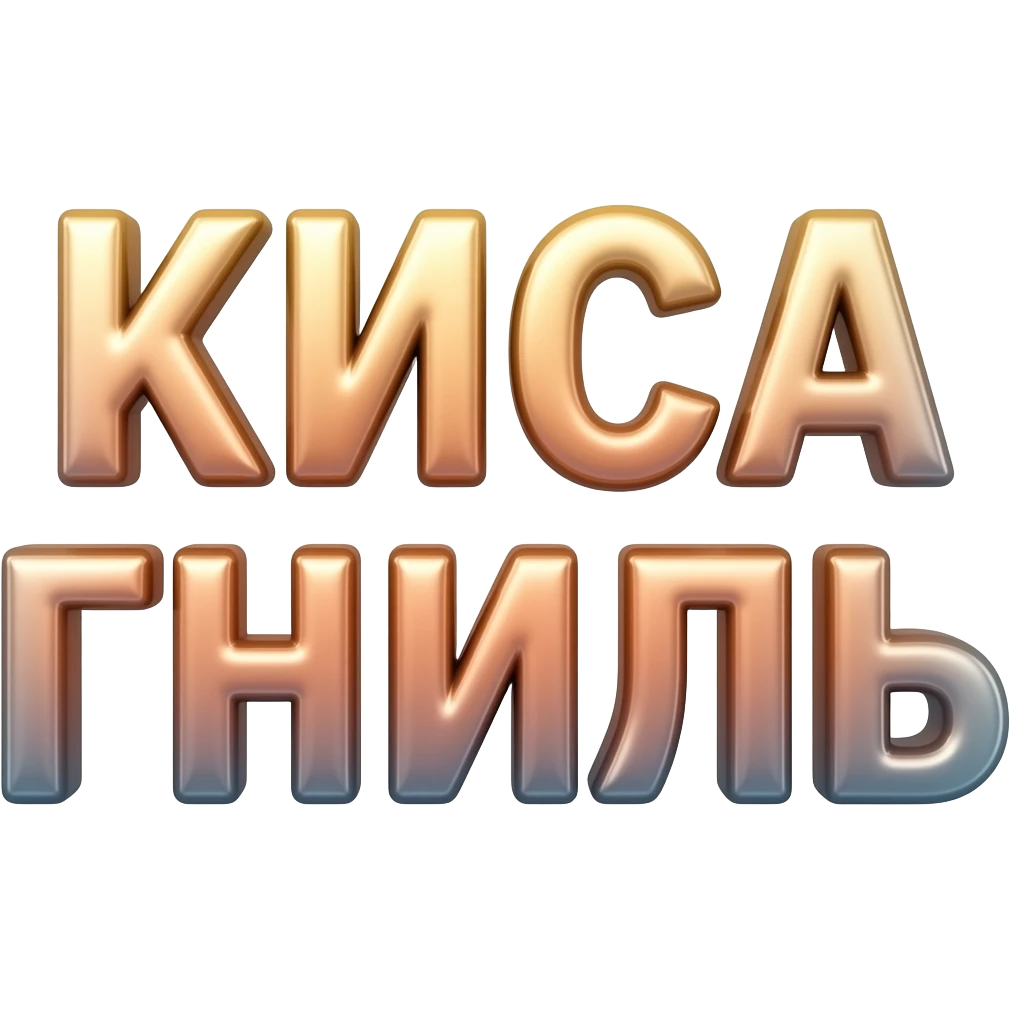 glossy 3d text “КИСА ГНИЛЬ” with texture brilliant emoji