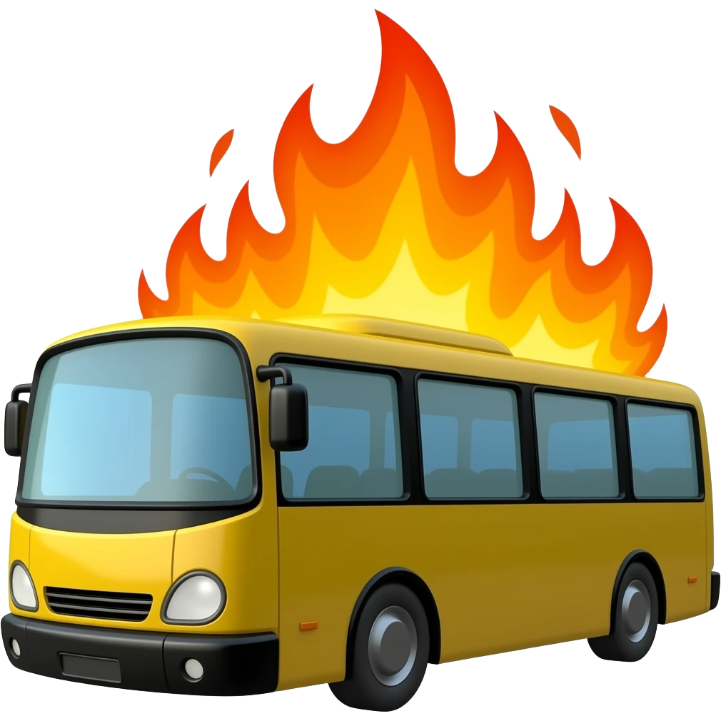 Bus on fire emoji