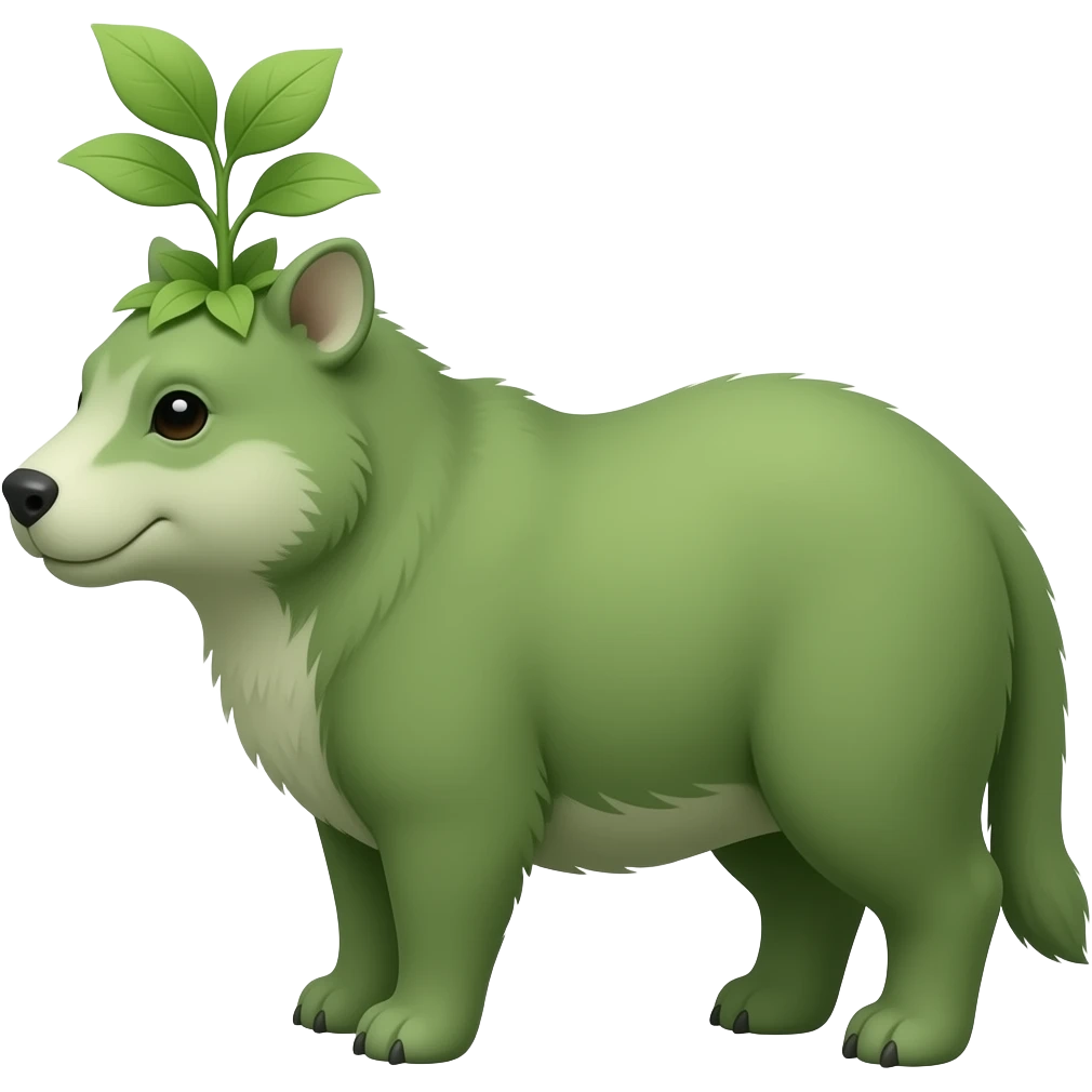 green animal plant on head emoji