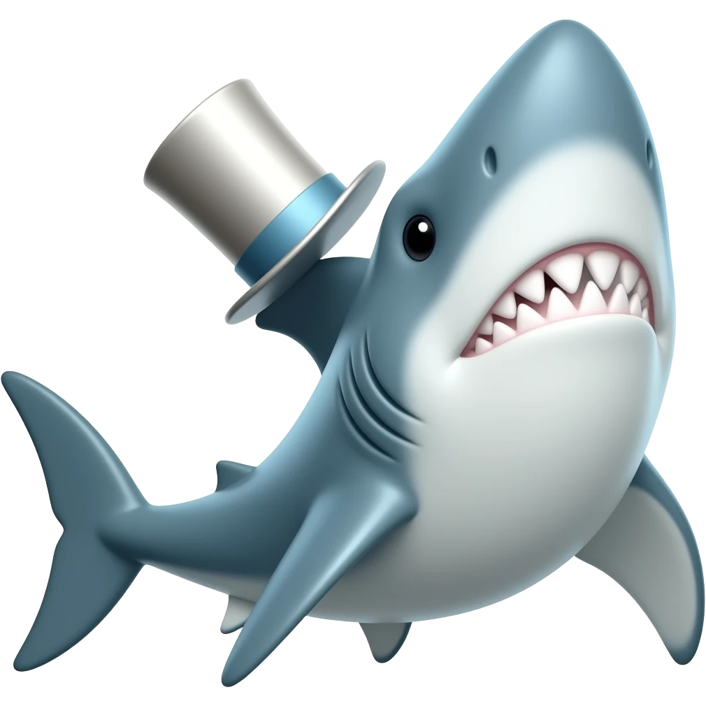 Shark with a top hat emoji