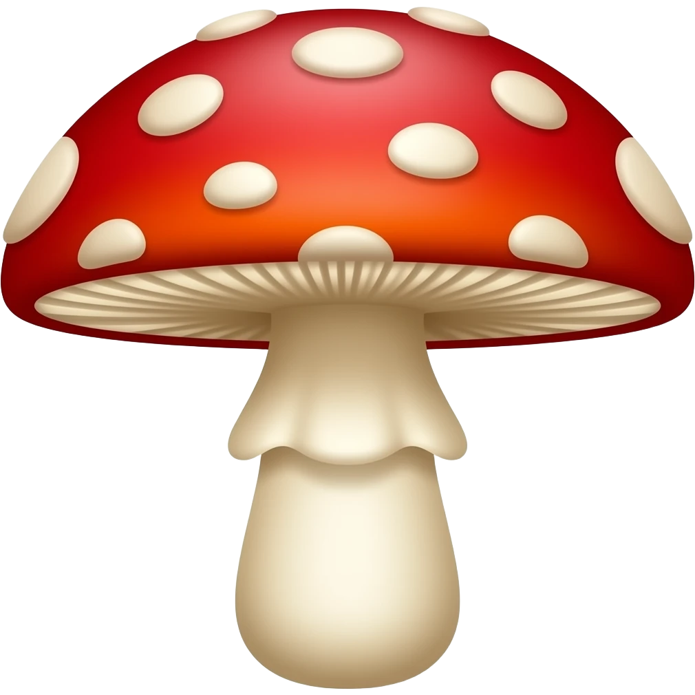 Fly agaric is red-purple crimson with a pronounced stem and random dots emoji