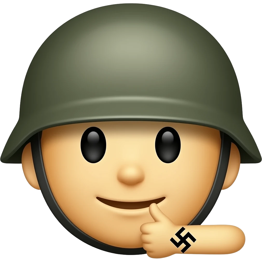 Un emoji con casco de soldado y una esvástica en el brazo emoji