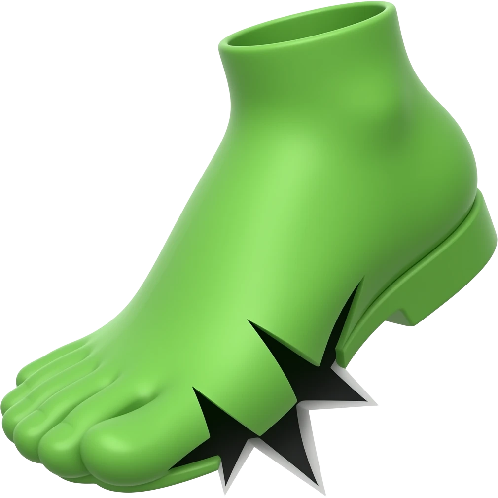 green massive foot ripping a shoe inside emoji | AI Emoji Generator