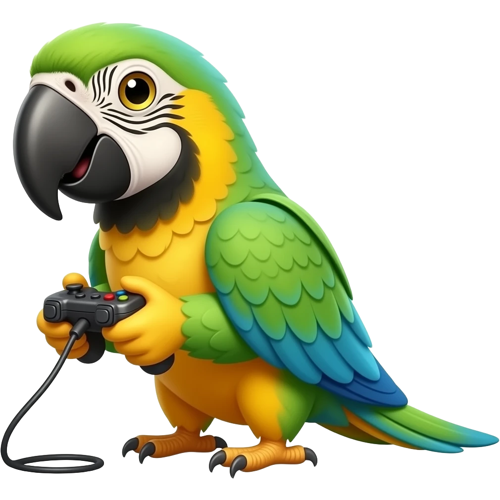 Parrot and the parrot is gaming emoji