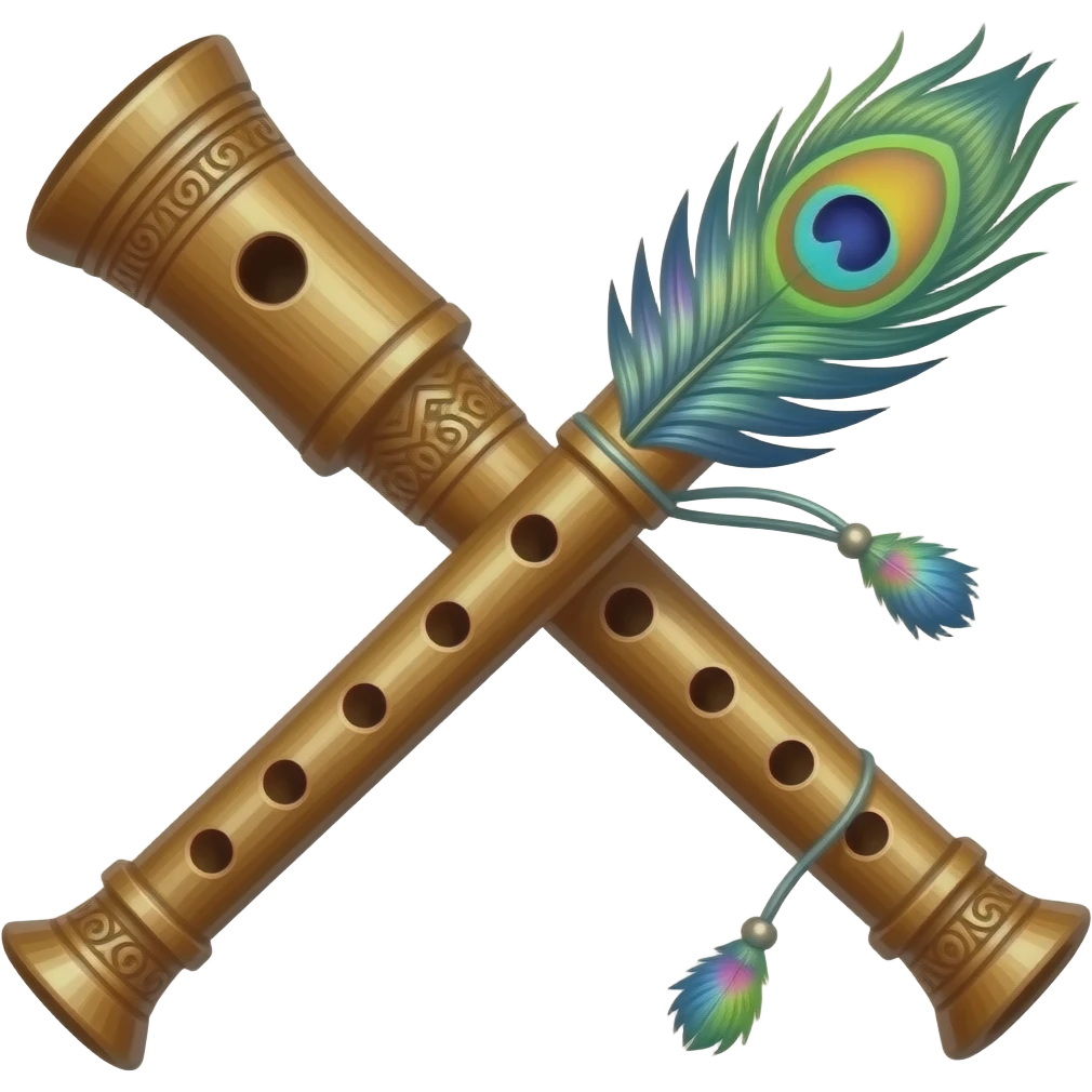 flute with peacock feathers emoji