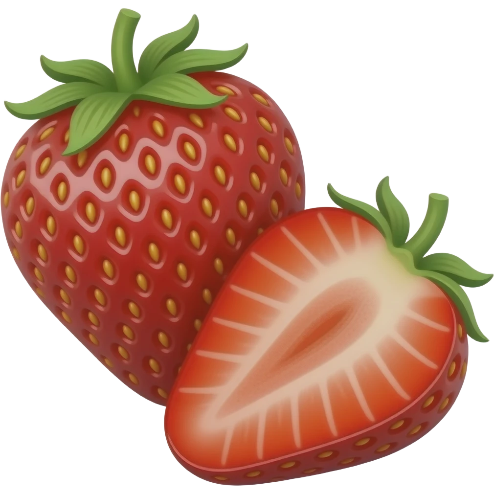 ripe whole and sliced strawberry-cinematic-realistic emoji