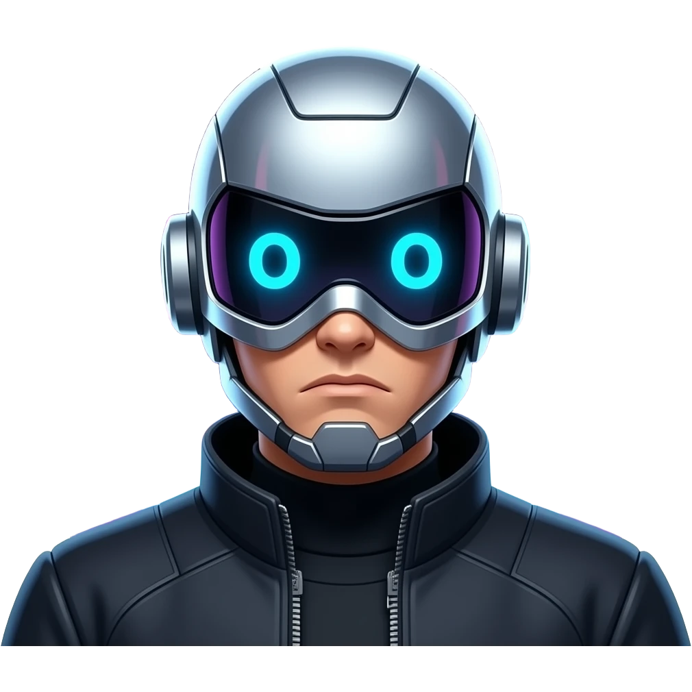 12. Cyberpunk AI     Futuristic AI assistant disappointed in humanity. can you make it abit like daft punk emoji