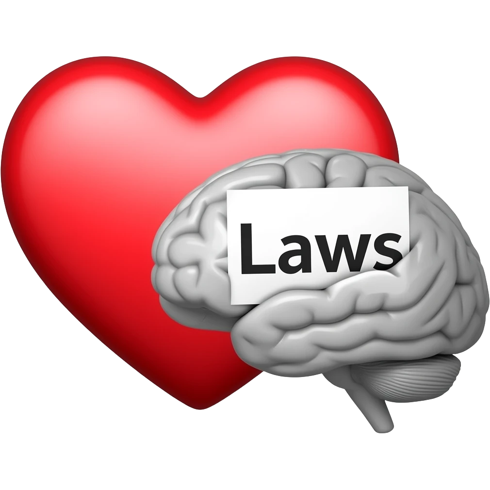 A heart next to A brain with a paper inside that says Laws emoji