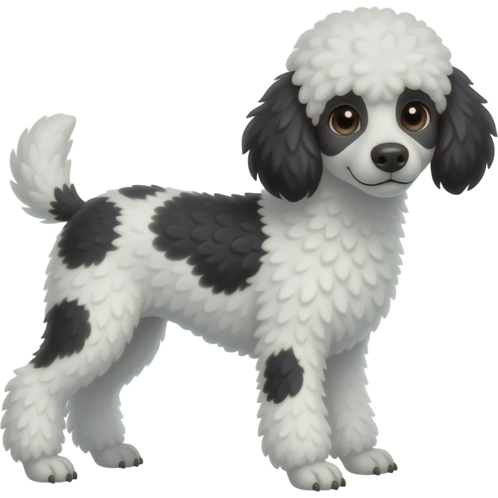 big spots poodle black and white emoji