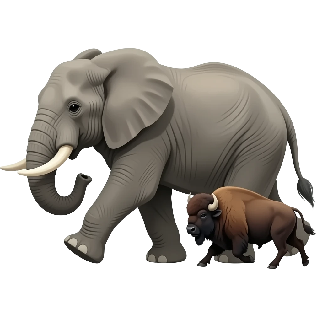 elephant chasing a bison emoji