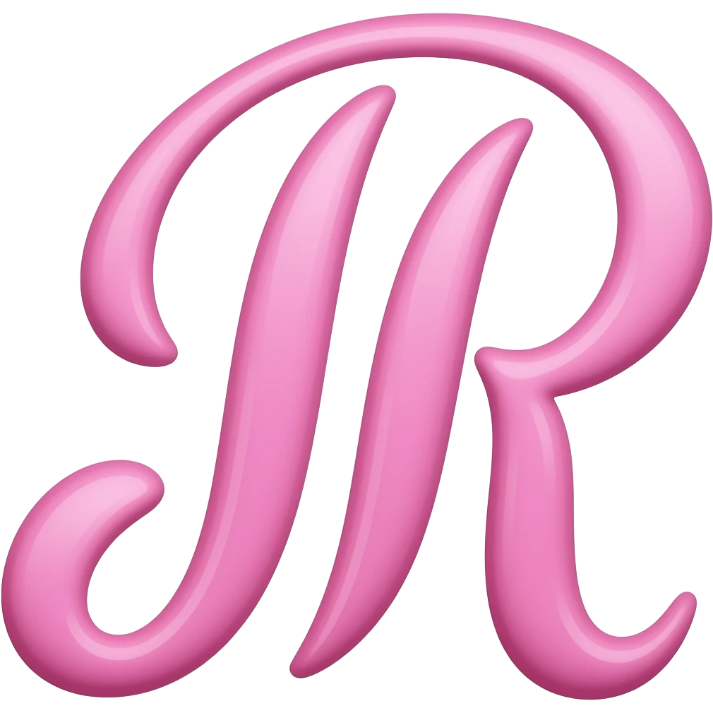 pink glossy letter uppercase JR in a cursive style emoji