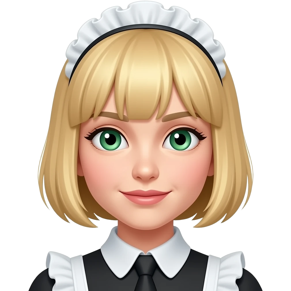 Green eyes maid blonde and short hair more shorter hair emoji