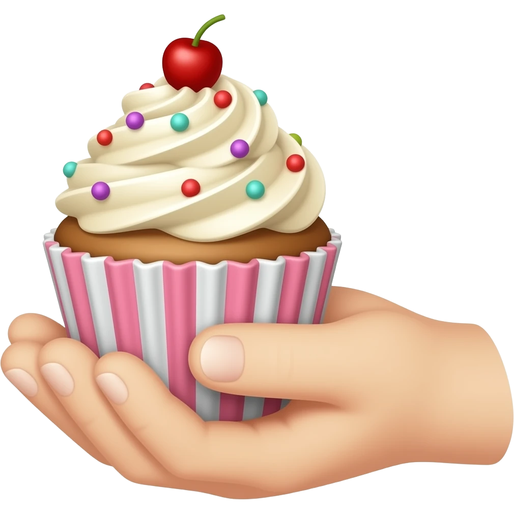 hand and cup cake emoji