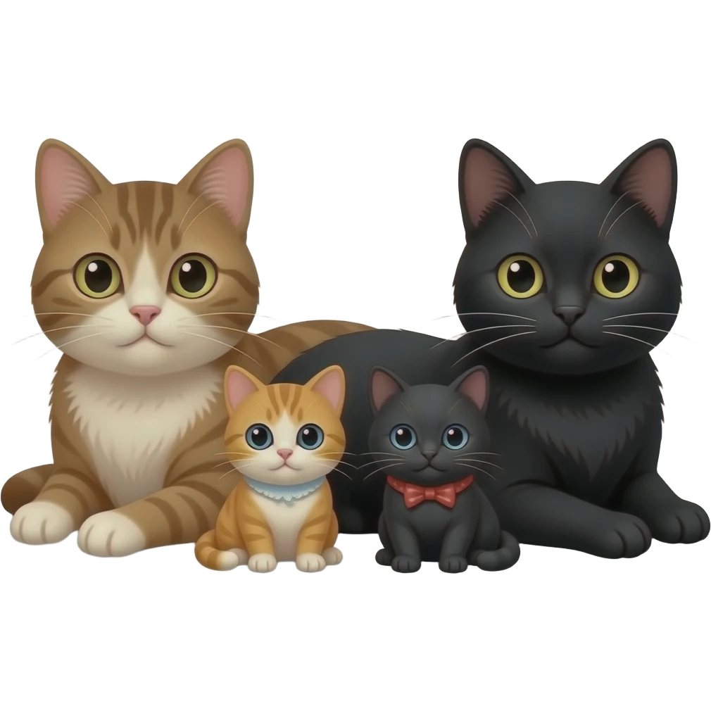دو گربه یکی رنگ موکا و یکی دیگه سیاه که کنار هم خوابیدن  دو بچه دارن emoji