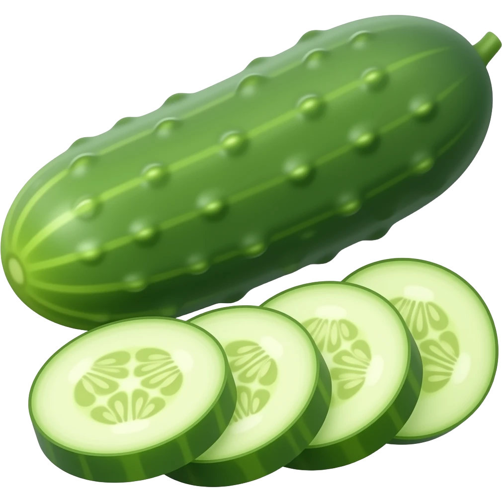 ripe whole and four sliced Cucumber emoji