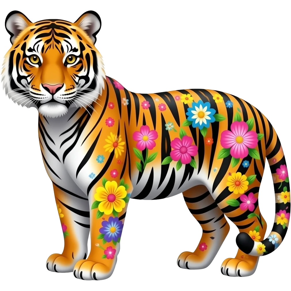 Beautiful flower tiger emoji