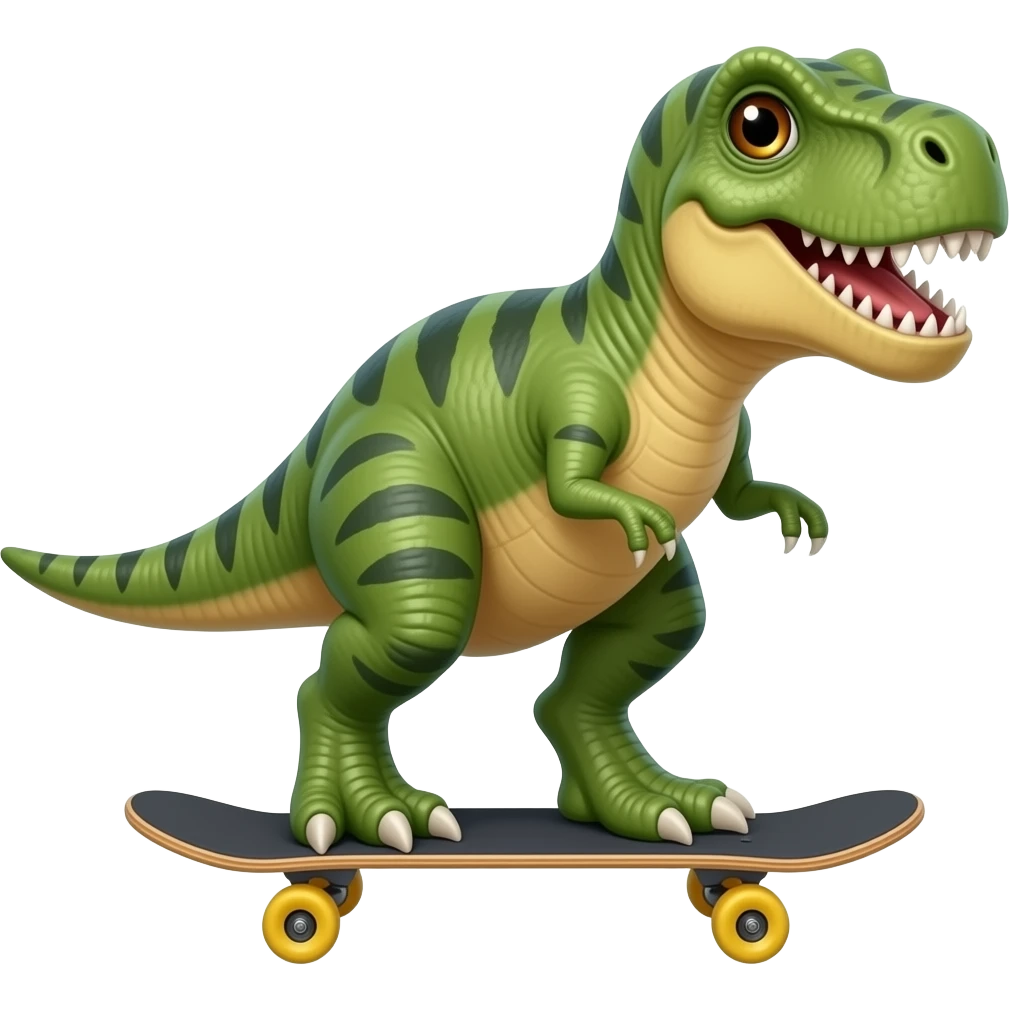 Dinosaur on a skateboard emoji