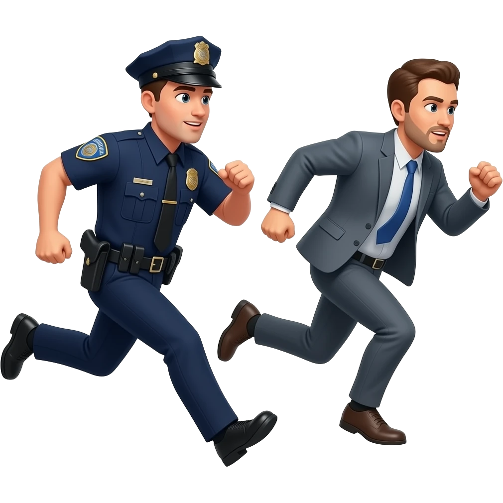 police chasing a criminal emoji