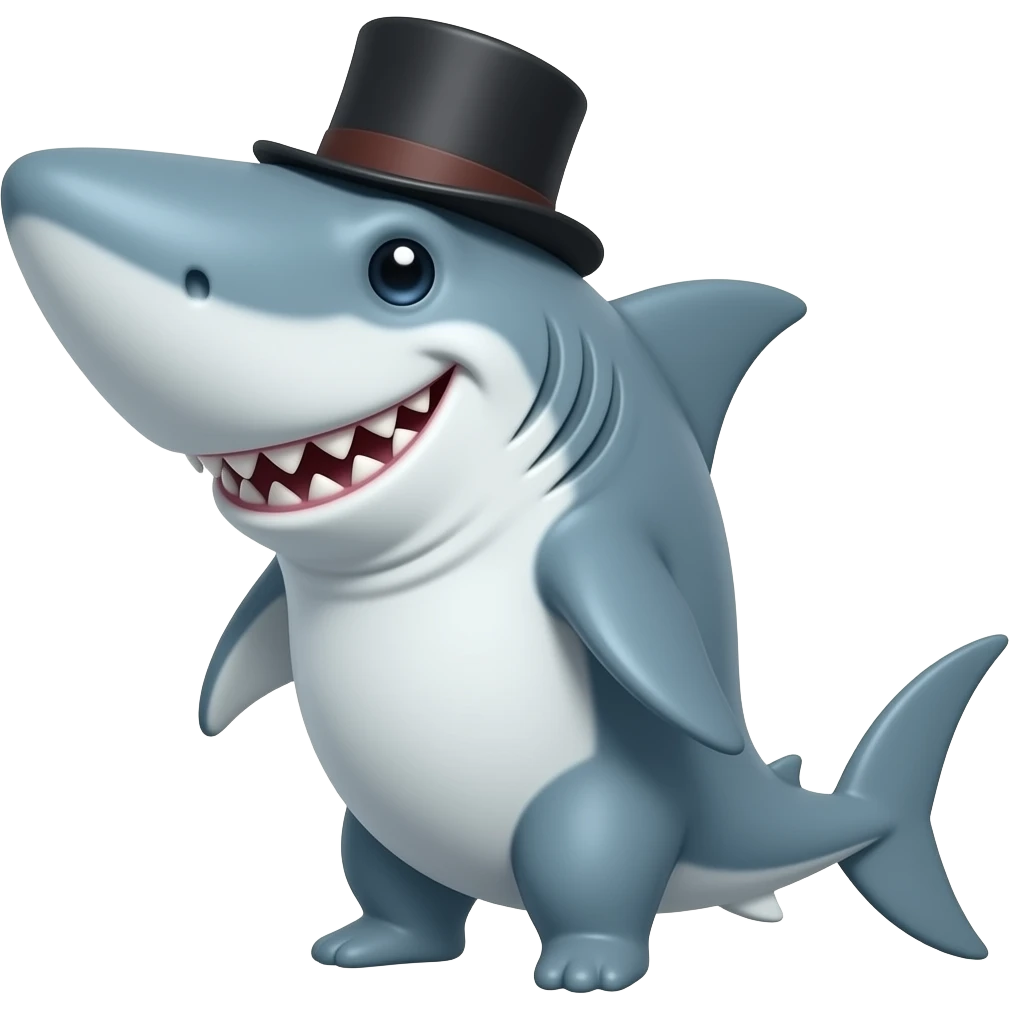 Shark with a top hat emoji