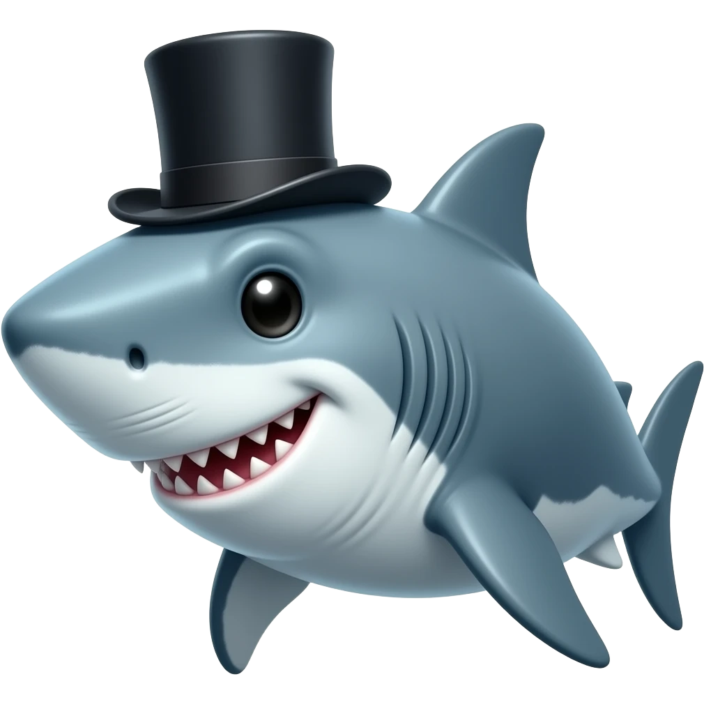 Shark with a top hat emoji