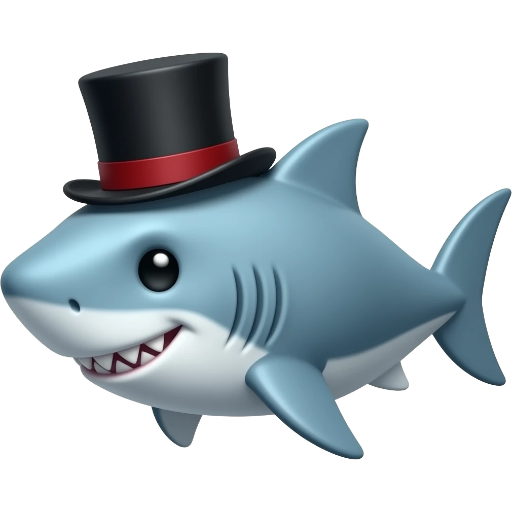 Shark with a top hat emoji