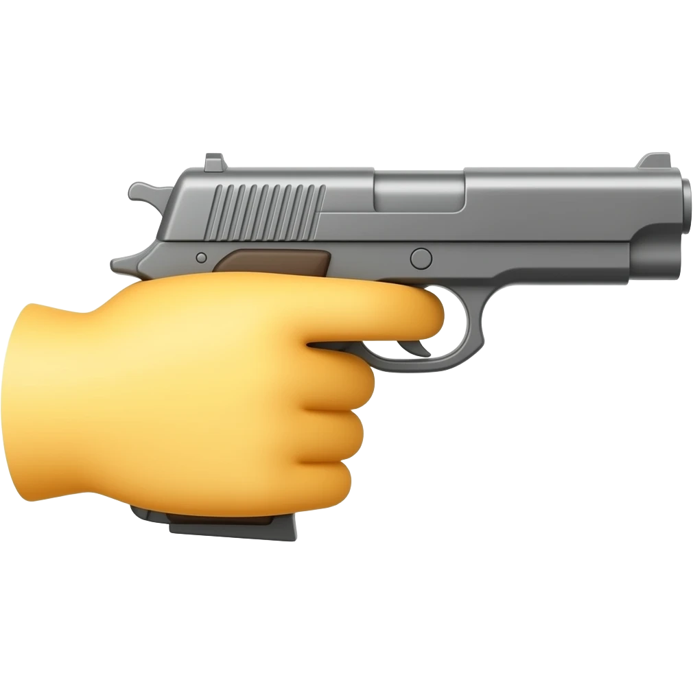 one yellow hand holding a gun, emoji