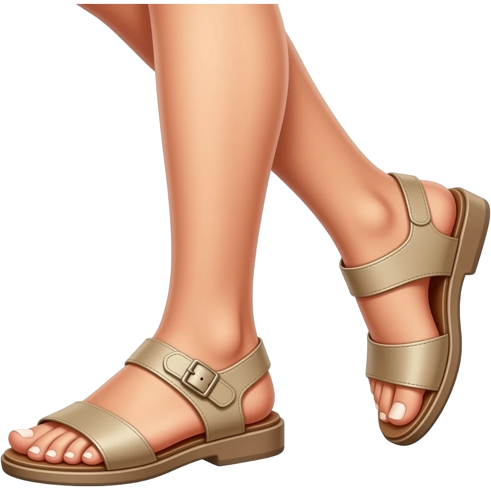 Woman with sandals moving her feet sideways emoji