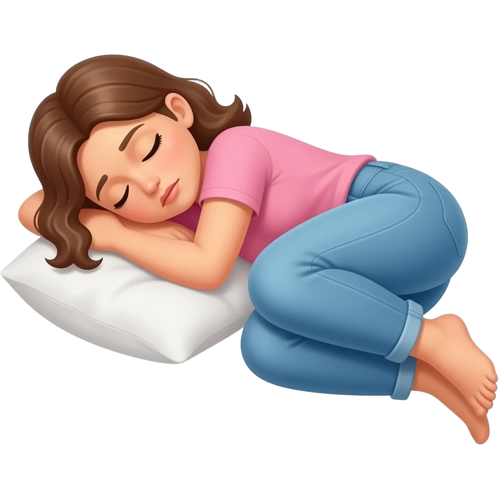 Una mujer durmiendo torcida y completamente incómoda emoji